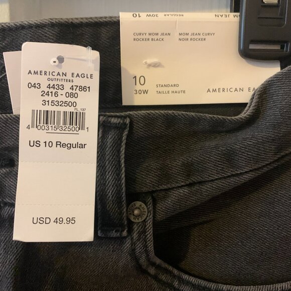 American Eagle Curvy Black Mom Jean Size 10 - Picture 6 of 6